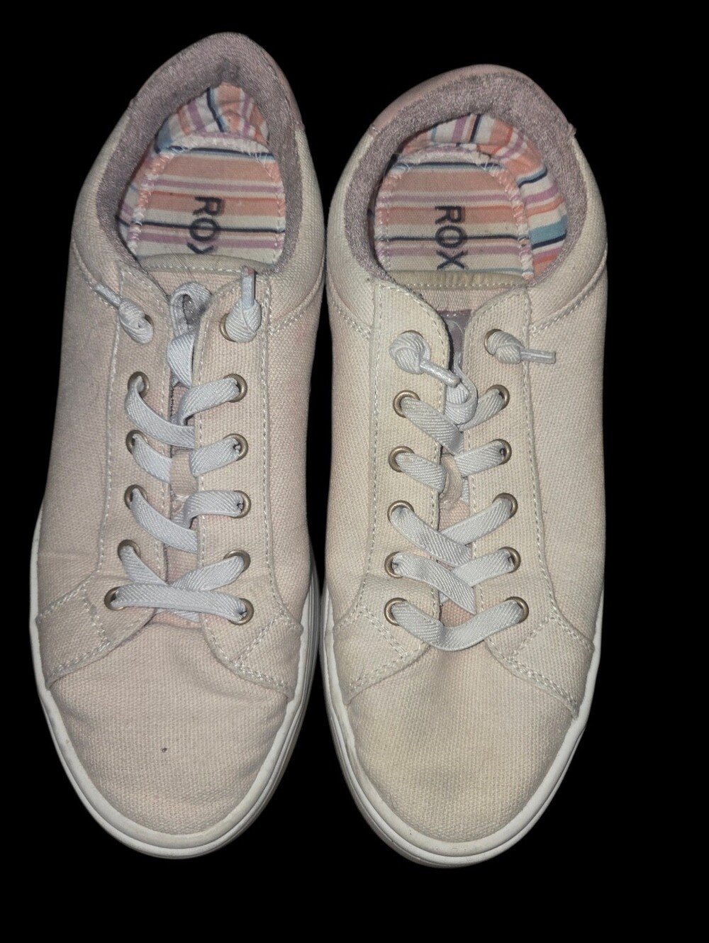 Roxy Pale Pink Canvas Low-Top Lace-Up Sneakers Sz 10